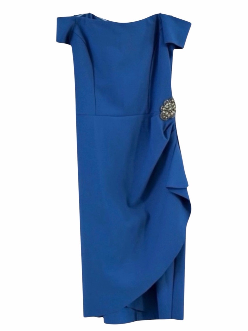 Alex Evenings Royal Blue Off Shoulder Jeweled Cocktail Dress 6